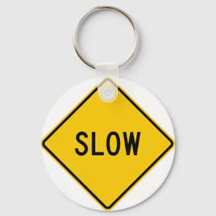 Slow Highway Sign Key Ring