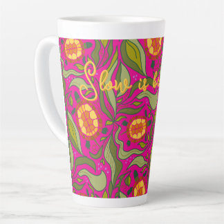 Slow is Beautiful Saying Pink Turtle Pattern Latte Mug