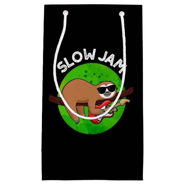 Slow Jam Funny Music Animal Pun Dark BG Small Gift Bag (Front)