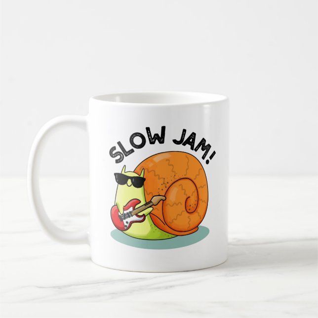 Slow Jam Funny Music Snail Pun  Coffee Mug (Left)
