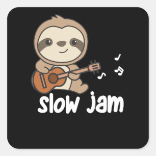 Slow Jam Sloth Makes Music With Guitar Square Sticker