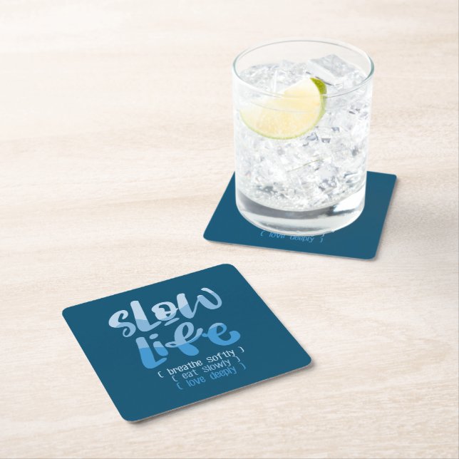 Slow Life 2 Square Paper Coaster (Insitu)