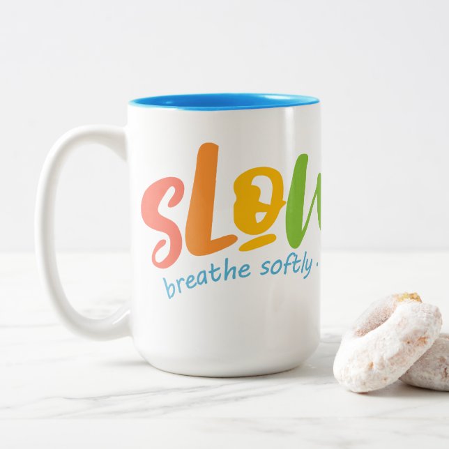 Slow Life Two-Tone Coffee Mug (With Donut)