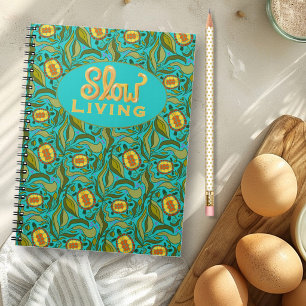 Slow Living Green Pattern Turtle Art Notebook