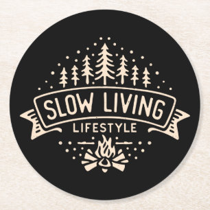Slow Living Lifestyle Round Paper Coaster