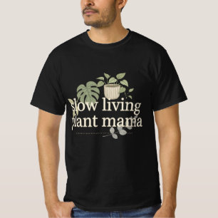 Slow Living Plant Mama Minimalist Retro Typography T-Shirt