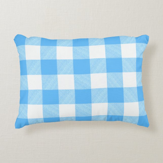 Slow-Living Summer Sky Check Decorative Cushion (Front)