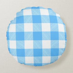 Slow-Living Summer Sky Check Round Cushion