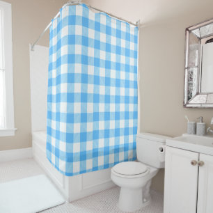 Slow-Living Summer Sky Check Shower Curtain
