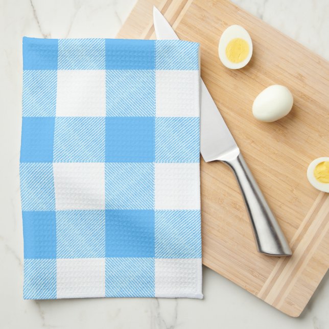 Slow-Living Summer Sky Check Tea Towel (Quarter Fold)