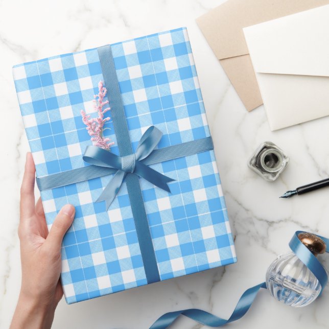 Slow-Living Summer Sky Check Wrapping Paper (Gifting)