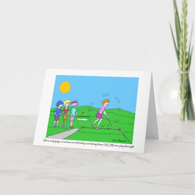 Slow Men Golf Cartoon Greeting Card (Front)