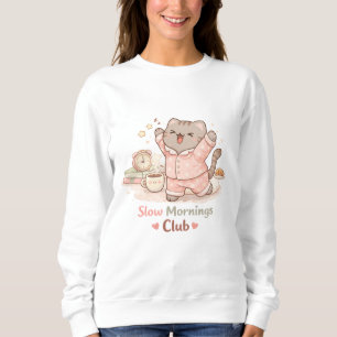 Slow Morning Club Hygge Cute Kawaii Kitty Cat Warm Sweatshirt