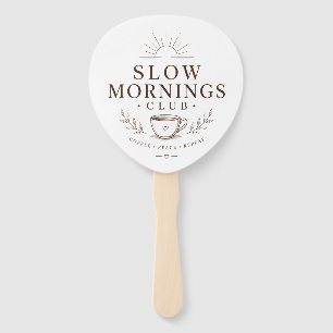 Slow Mornings Club Cosy Aesthetic Coffee Design Hand Fan