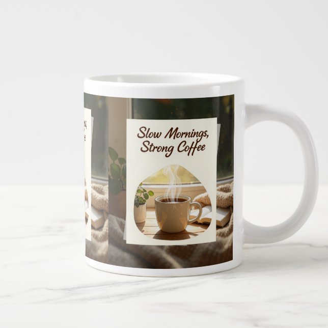 Slow Mornings Strong Coffee Cosy Morning Coffeemug Large Coffee Mug (Right)