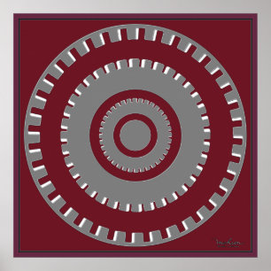 Slow Moving Gears Optical Illusion Poster