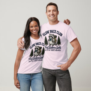 Slow Pace Club Racoon Camping Design T-Shirt