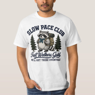 Slow Pace Club Racoon Camping Design T-Shirt