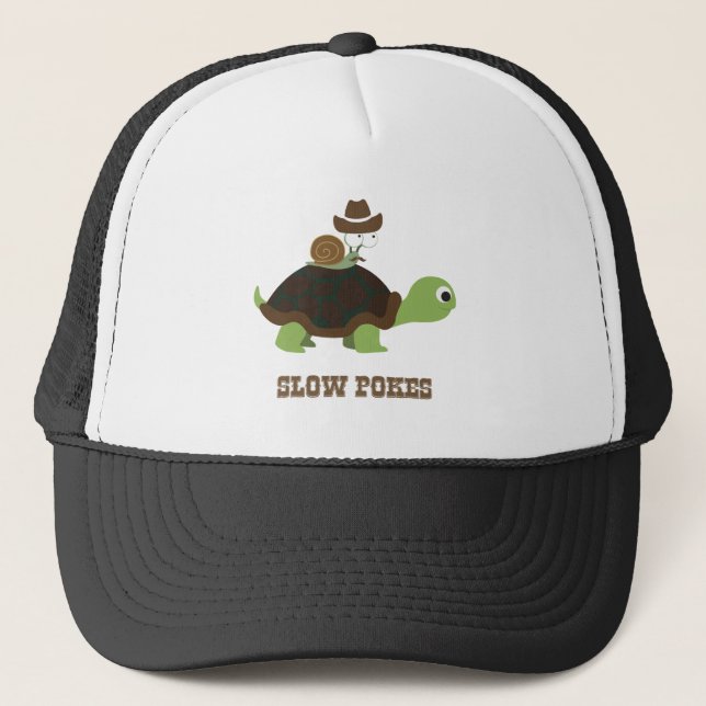 Slow Poke - cowboy snail and turtle Trucker Hat (Front)