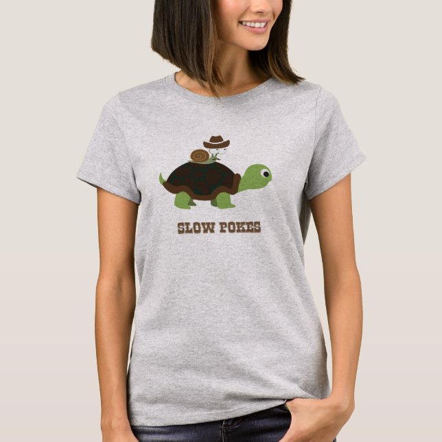 Slow Pokes - cowboy snail and turtle T-Shirt (Front)