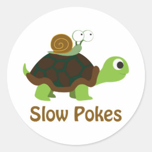 Slow Pokes - Cute Turtle and Snail Classic Round Sticker