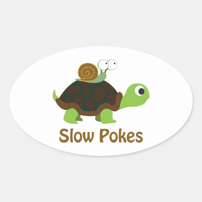 Slow Pokes - Turtle and Snail Oval Sticker (Front)