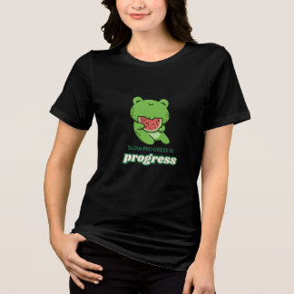 Slow Progress Is Progress | Cute Happy Frog Tri-Blend Shirt