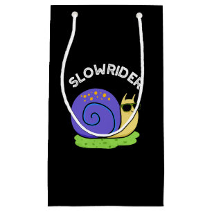 Slow Rider Funny Low Rider Snail Pun Dark BG Small Gift Bag