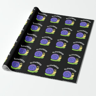 Slow Rider Funny Low Rider Snail Pun Dark BG Wrapping Paper