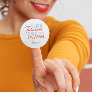 Slow Runners Club Funny Quote Blue Orange Text  Classic Round Sticker