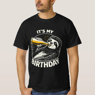 Slow-Sipping Sloth It’s My Birthday T-Shirt