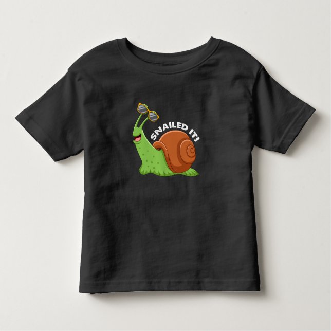 Slow Snail with Sunglasses Slug Fan Toddler T-Shirt (Front)