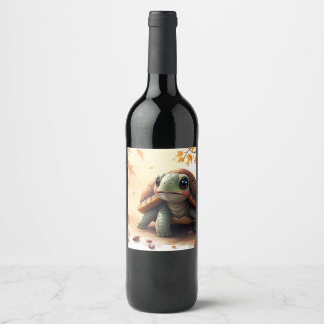 Slow & Steady Turtle – Nature Chill Vibes Design Wine Label (Front)
