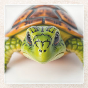 Slow & Steady Turtle Vibes Glass Coaster