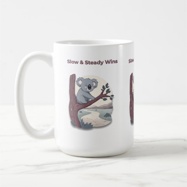 **"Slow & Steady Wins – Motivational Cute Koala "* Coffee Mug (Left)
