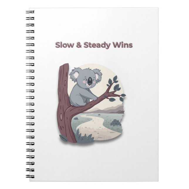**"Slow & Steady Wins – Motivational Cute Koala "* Notebook (Front)