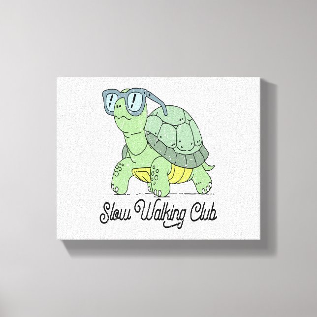 Slow Walking Club Cute Funny Turtle Canvas Print (Front)