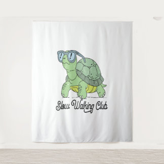 Slow Walking Club Cute Funny Turtle Tapestry