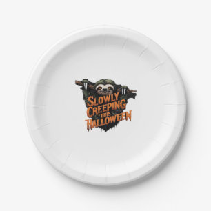 Slowly Creeping This Halloween - Creepy Sloth Clas Paper Plate