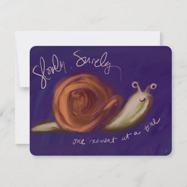 Slowly, Surely Oil Painted Snail Notecard (Front)