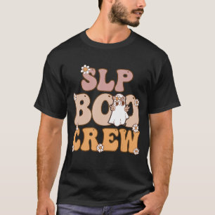 SLP Boo Crew Teacher Ghost Retro Groovy Halloween  T-Shirt