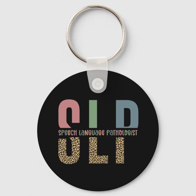 SLP cheetah print Speech language pathologist gift Key Ring (Front)