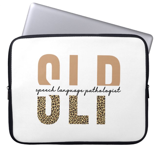 SLP cheetah print Speech language pathologist gift Laptop Sleeve (Front)