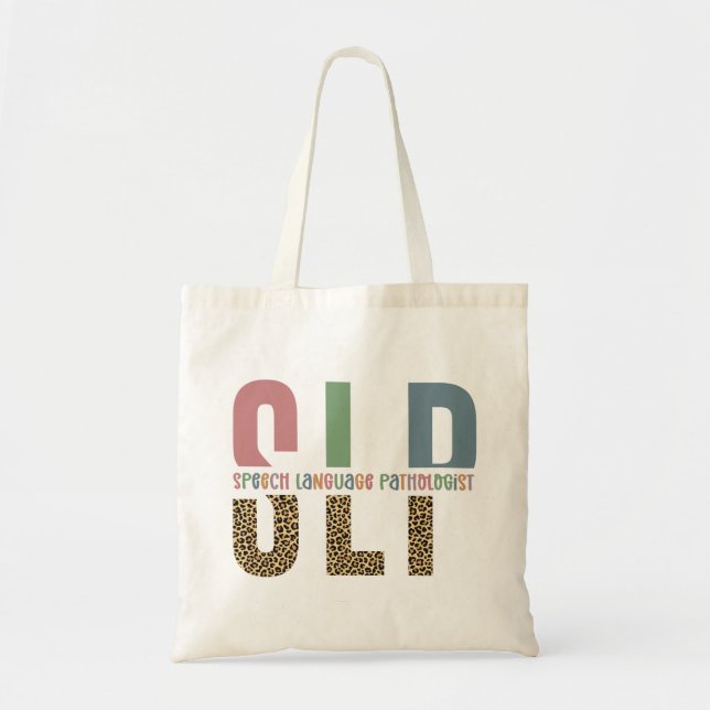 SLP cheetah print Speech language pathologist gift Tote Bag (Front)