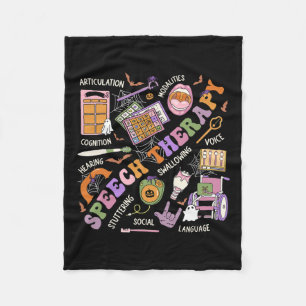 Slp Halloween Shirt Speech Therapy Halloween Cute  Fleece Blanket