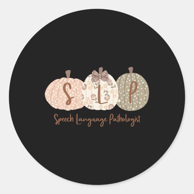 Slp Pumpkin Speech Language Pathologist Fall Autum Classic Round Sticker (Front)