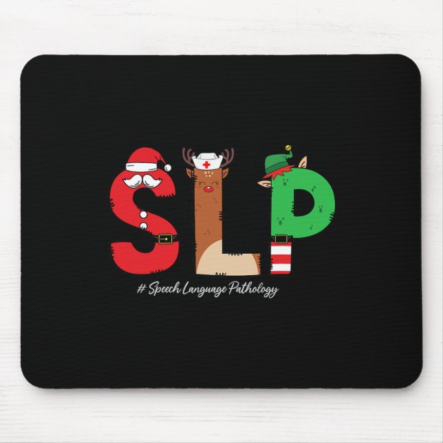 Slp Speech Language Pathologist Christmas Slp Sant Mouse Pad (Front)