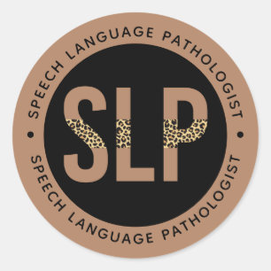SLP Speech Language Pathologist Leopard Print Classic Round Sticker