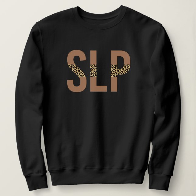 SLP Speech Language Pathologist Leopard Print Sweatshirt (Design Front)