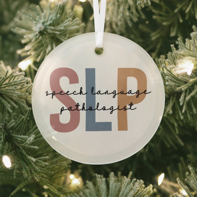SLP Speech Language Pathologist Retro Glass Tree Decoration (Insitu)